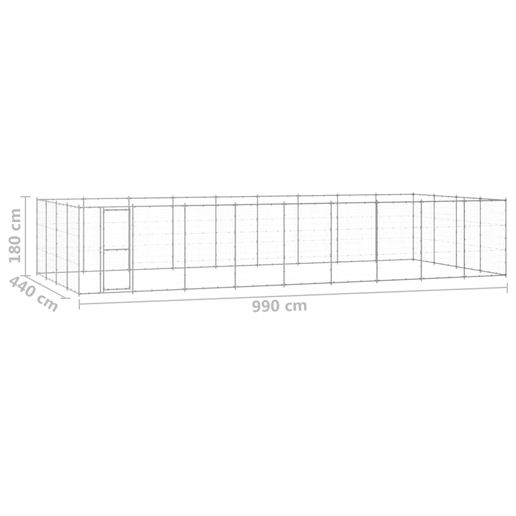 Vanjski kavez za pse od pocinčanog čelika 43,56 m²