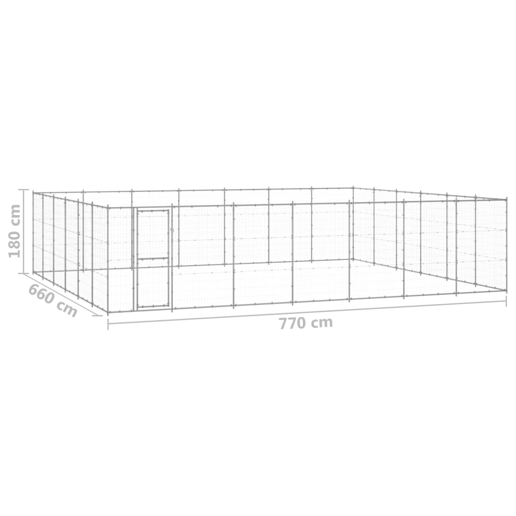 Vanjski kavez za pse od pocinčanog čelika 50,82 m²