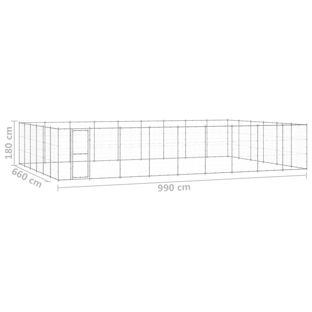 Vanjski kavez za pse od pocinčanog čelika 65,34 m²