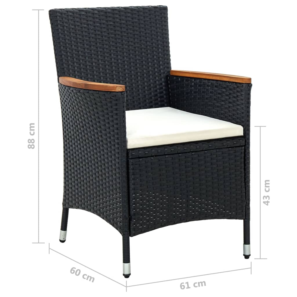 Vrtne blagovaonske stolice od poliratana 4 kom crne