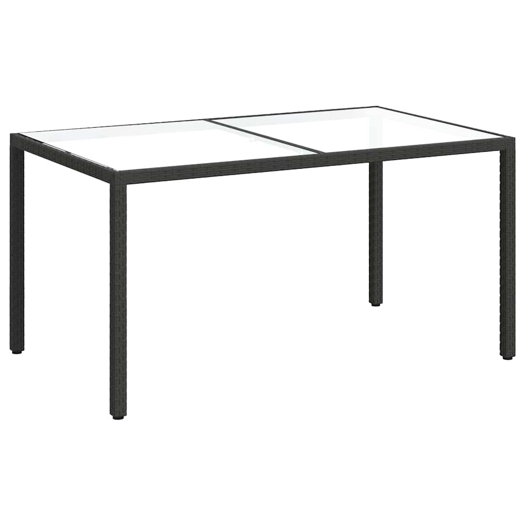 Vrtni stol 150x90x75 cm od kaljenog stakla i poliratana crni