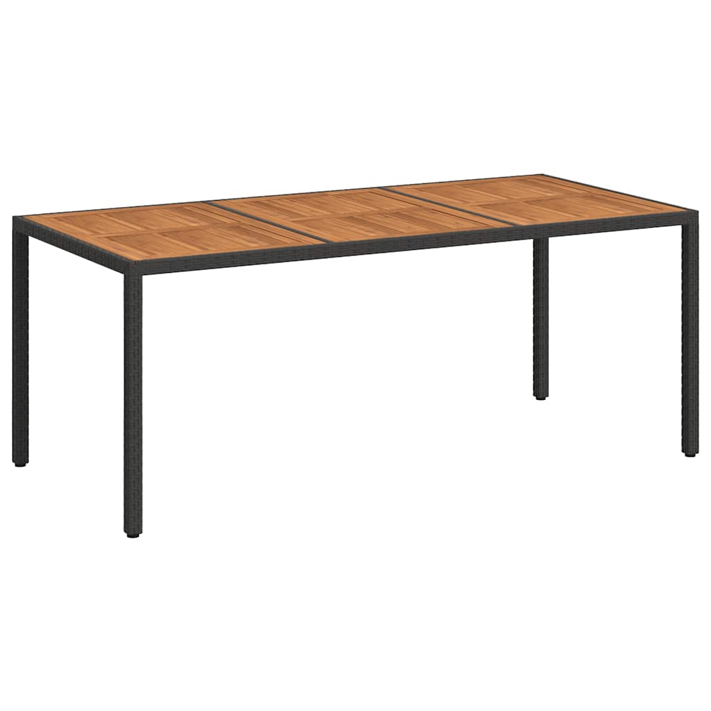 Vrtni stol od poliratana i bagremovog drva 190x90x75 cm crni