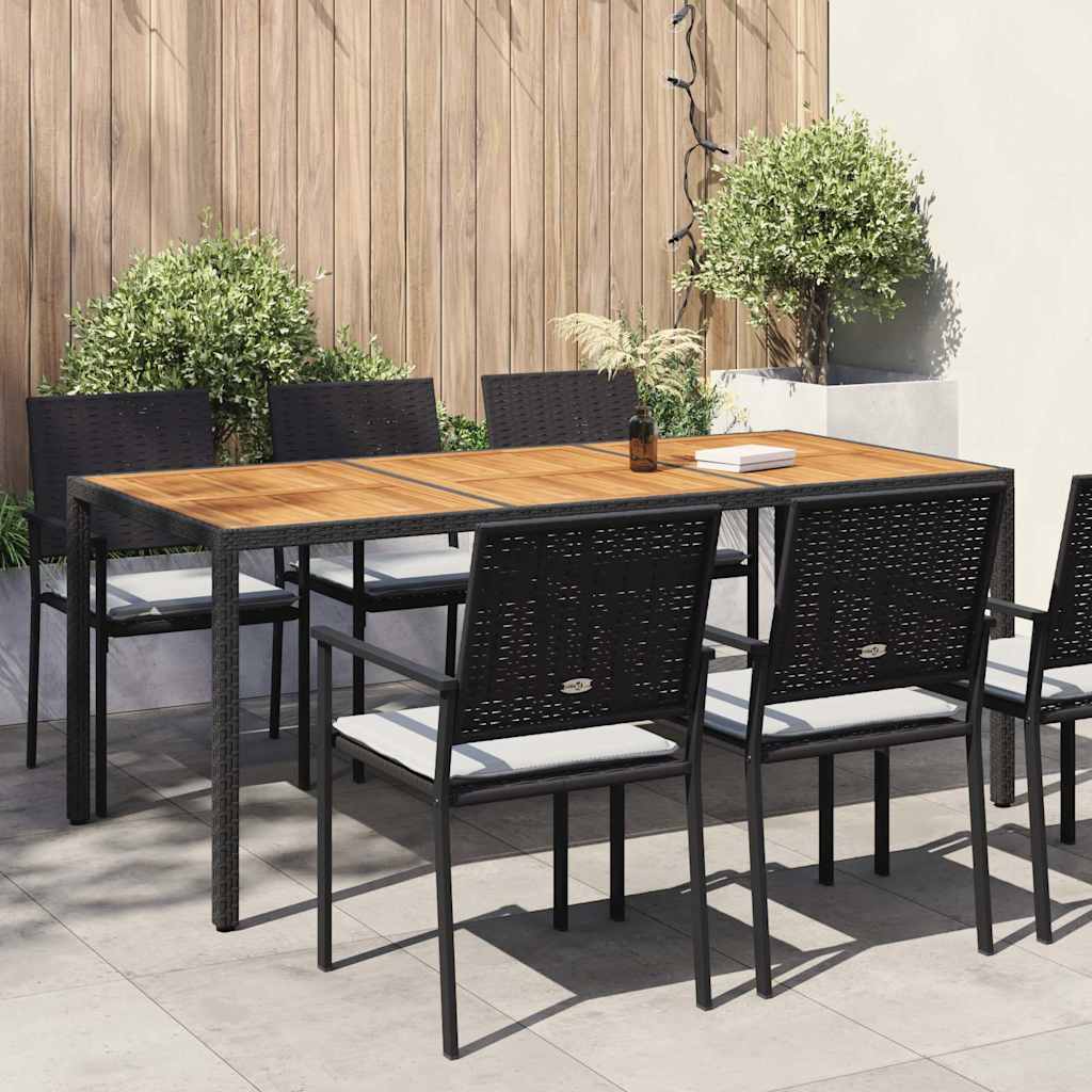 Vrtni stol od poliratana i bagremovog drva 190x90x75 cm crni
