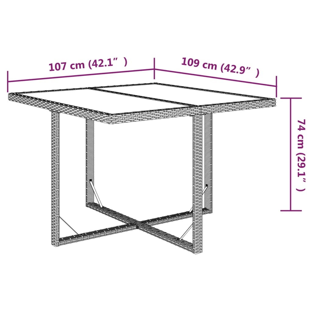 Vrtni stol bež 109 x 107 x 74 cm od poliratana i stakla