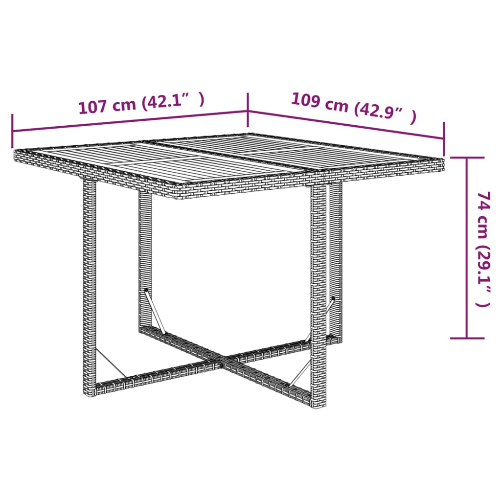 Vrtni stol bež 109 x 107 x 74 cm od poliratana i drva bagrema