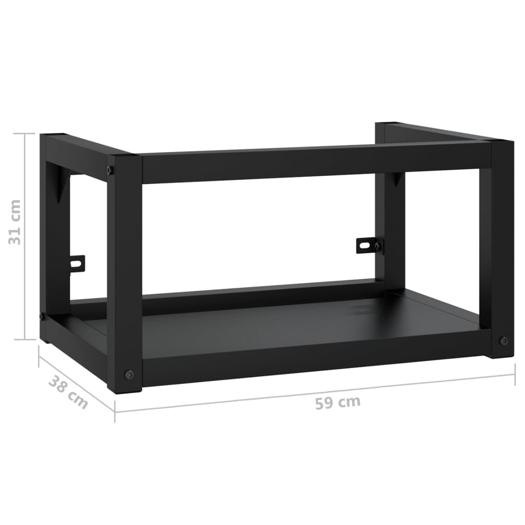Zidni okvir za kupaonski umivaonik crni 59x38x31 cm željezni