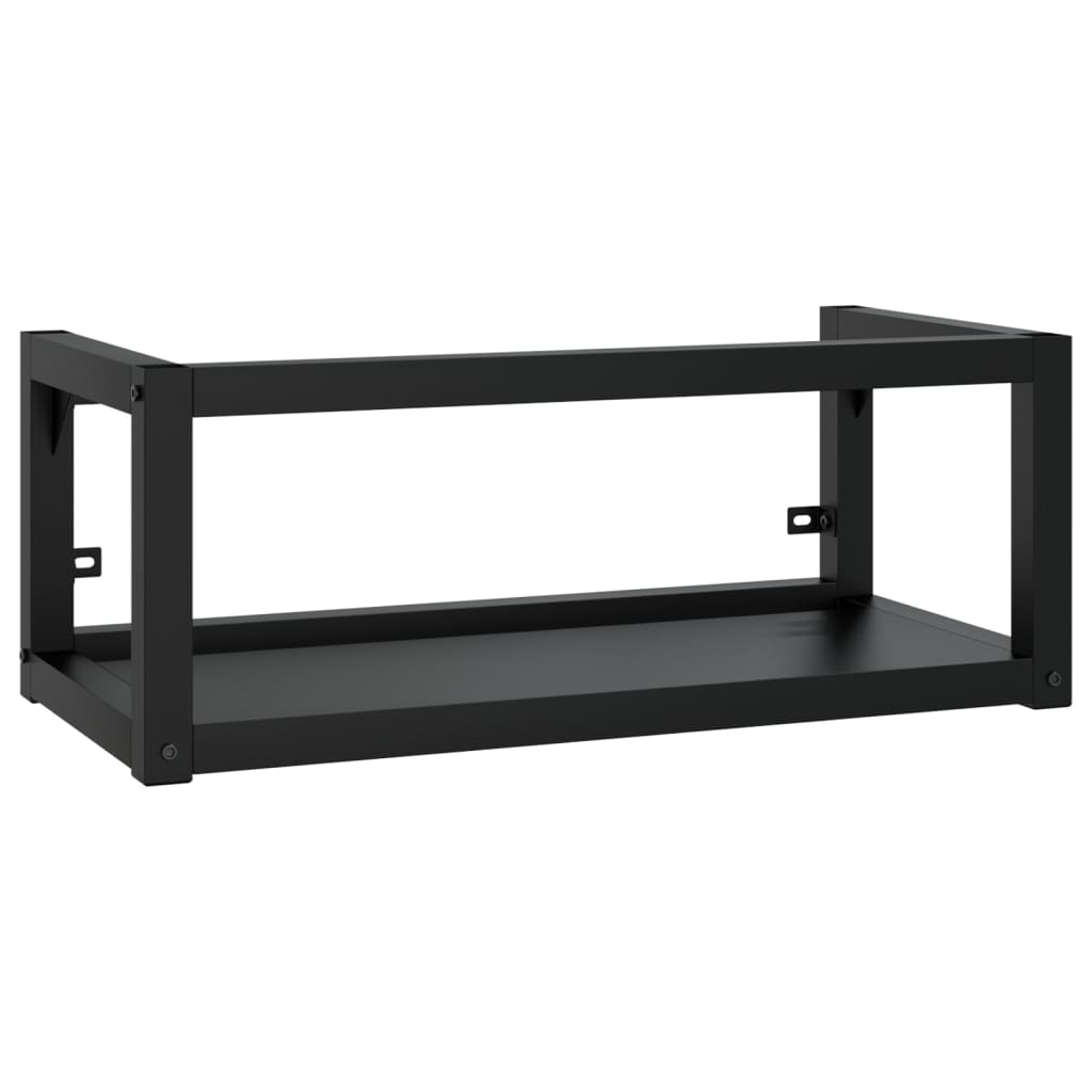 Zidni okvir za kupaonski umivaonik crni 79x38x31 cm željezni