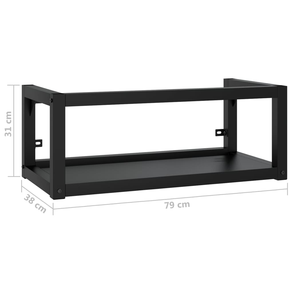 Zidni okvir za kupaonski umivaonik crni 79x38x31 cm željezni