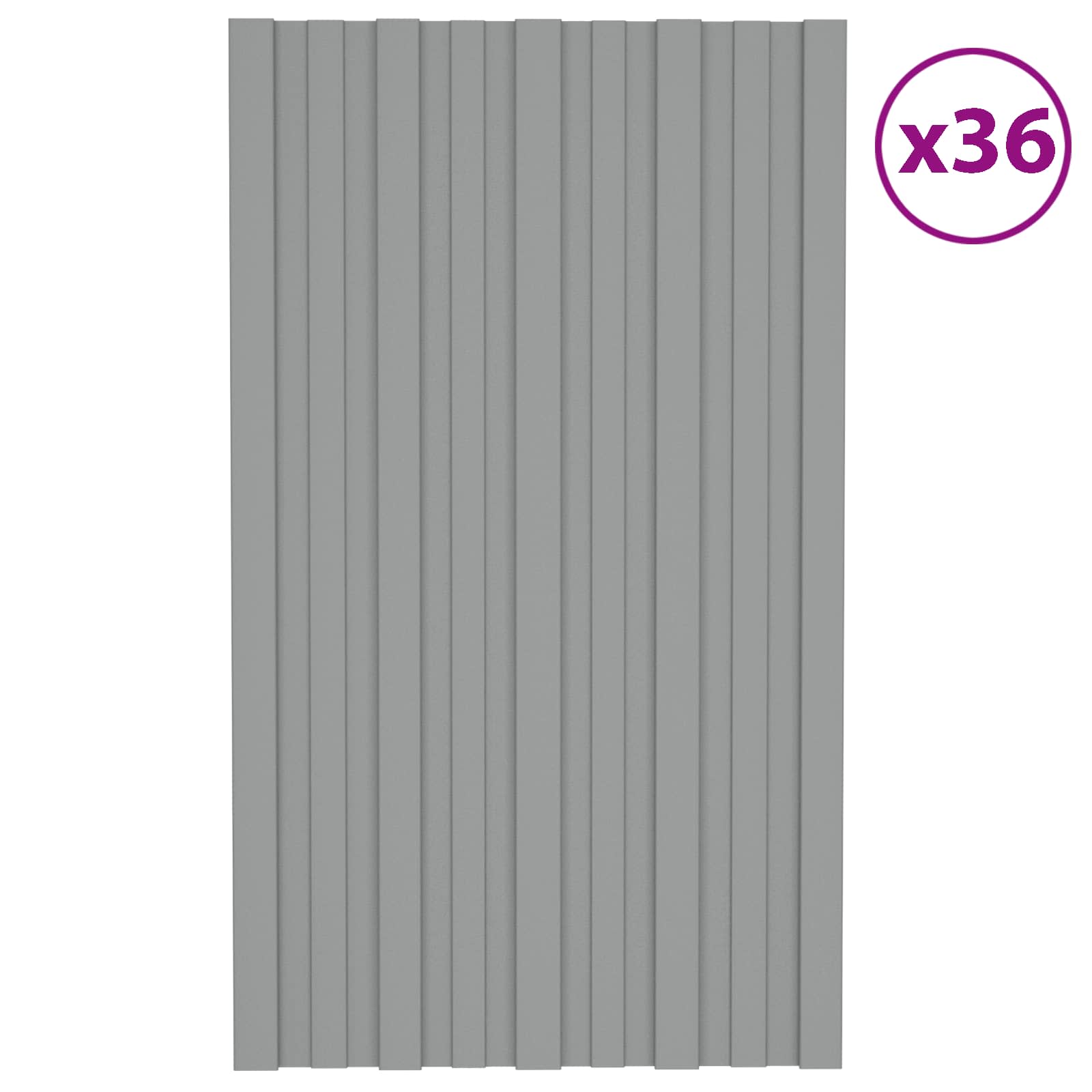 Krovni panel 36 pcs Siva 80 x 45 cm Pocinčani čelik