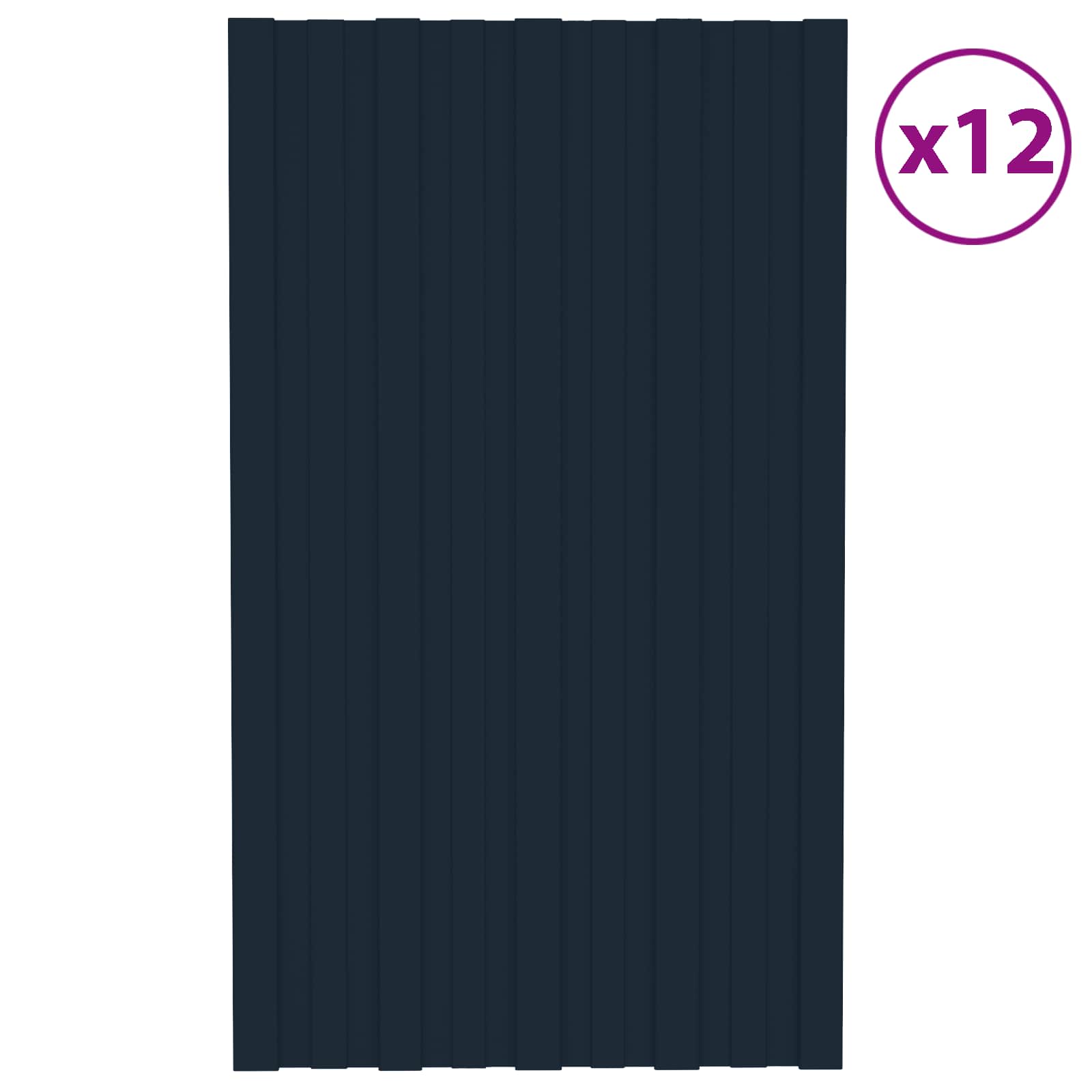 Krovni panel 12 pcs Antracit 80 x 45 cm Pocinčani čelik