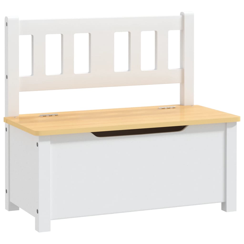 Dječja klupa za pohranu bijela i bež 60 x 30 x 55 cm MDF
