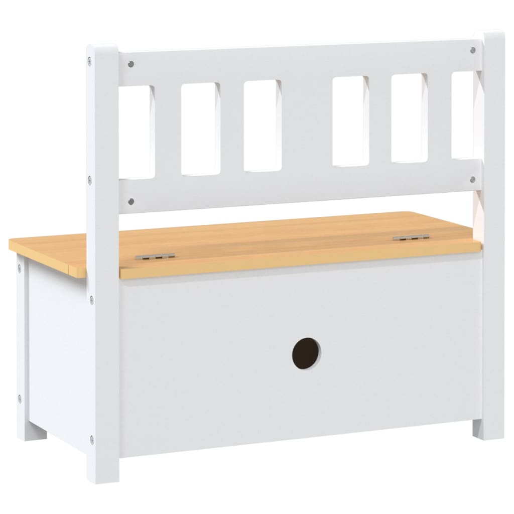 Dječja klupa za pohranu bijela i bež 60 x 30 x 55 cm MDF