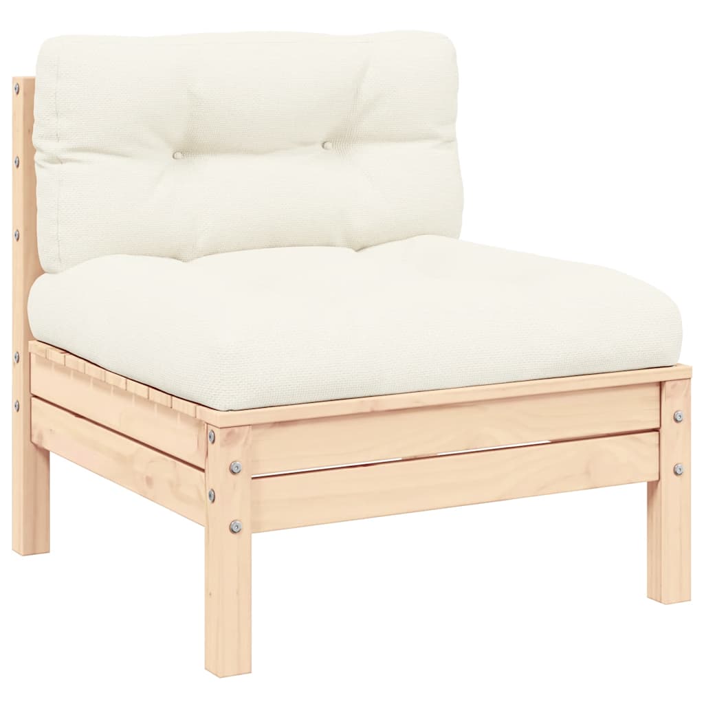 Srednja vrtna sofa s krem jastucima od masivne borovine