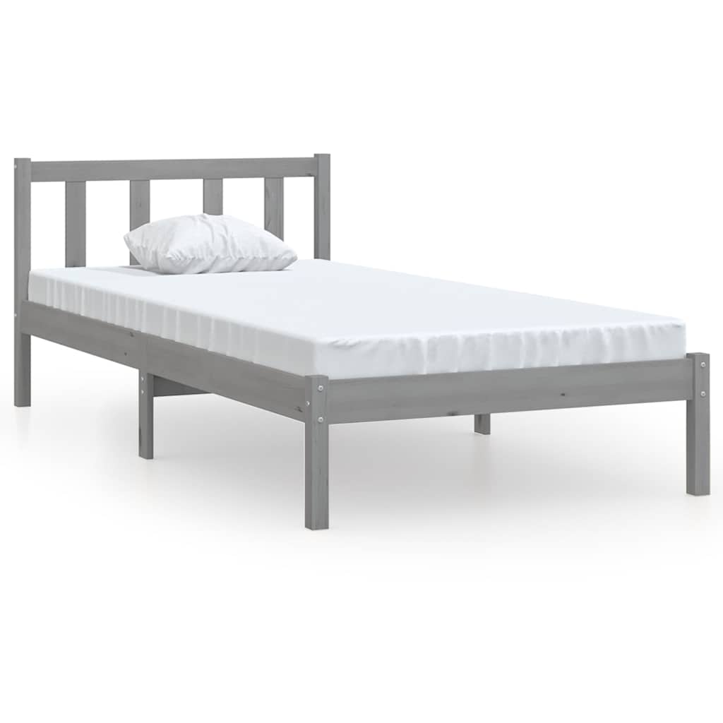 Okvir za krevet od masivne borovine sivi 90 x 200 cm
