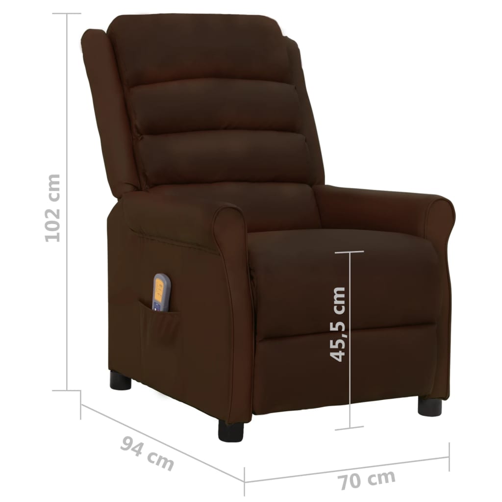 Masažna fotelja od umjetne kože smeđa