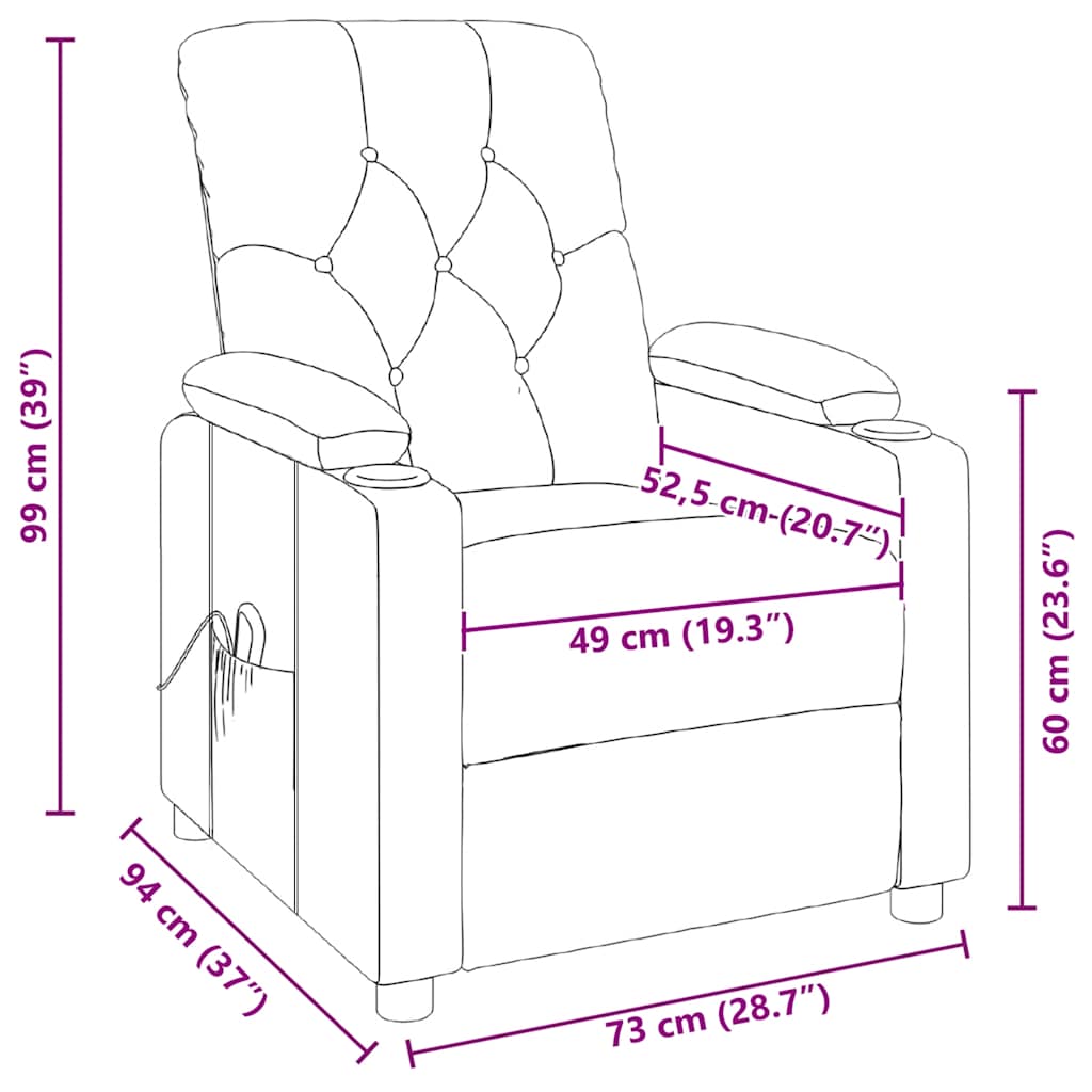 Masažna fotelja od tkanine crvena boja vina