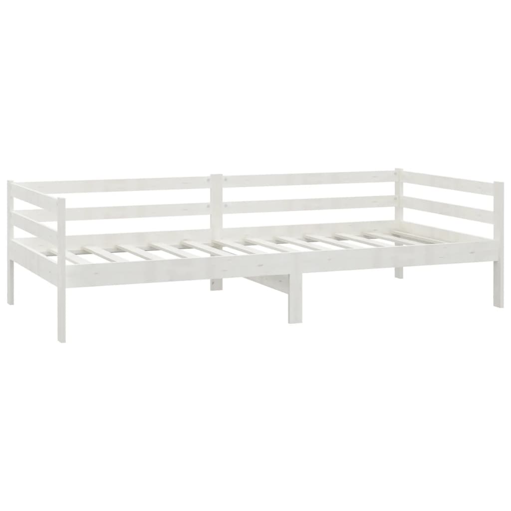 Dnevni ležaj s madracem 90 x 200 cm bijeli od masivne borovine