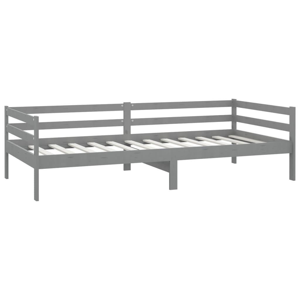 Dnevni ležaj s madracem 90 x 200 cm sivi od masivne borovine