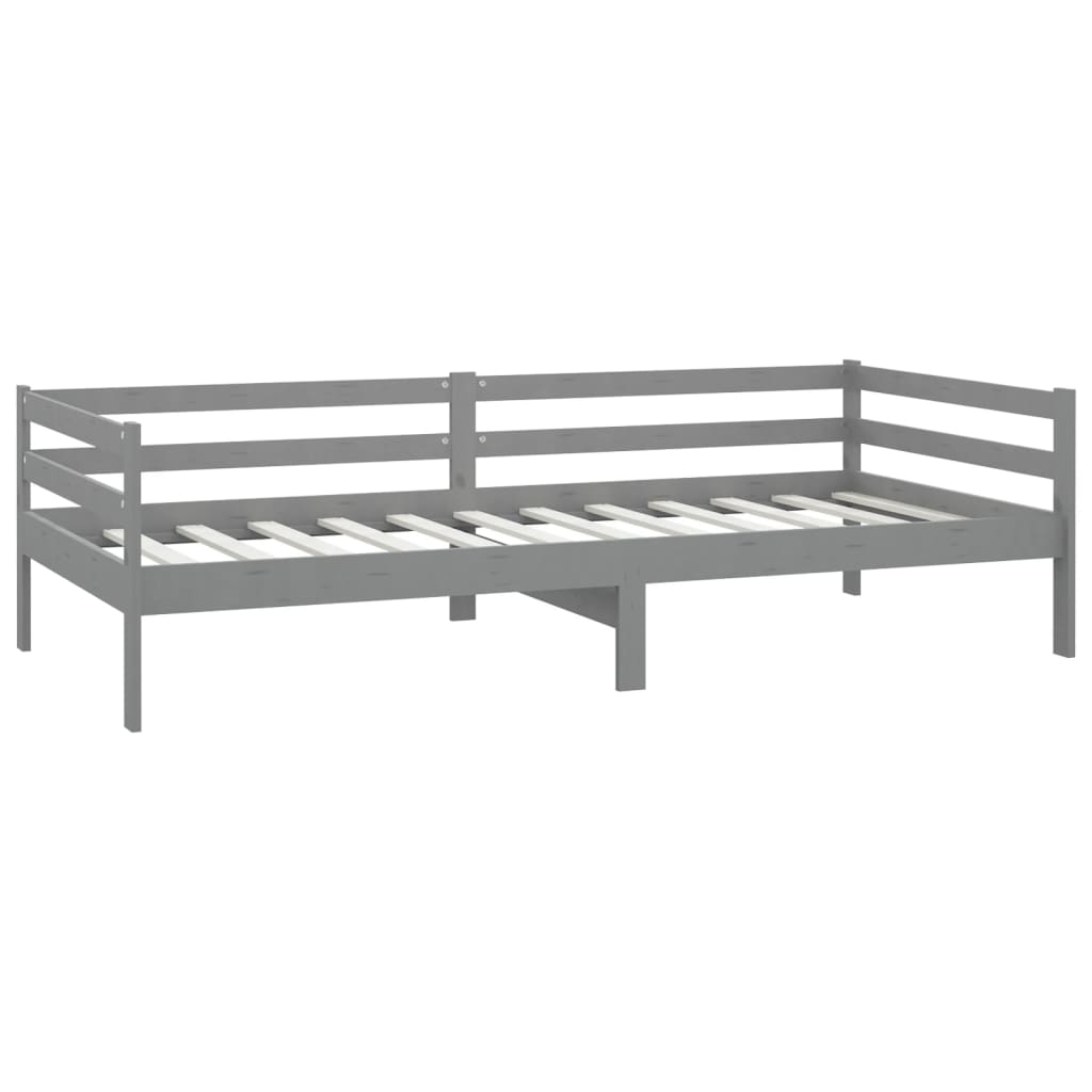 Dnevni ležaj s madracem 90 x 200 cm sivi od masivne borovine