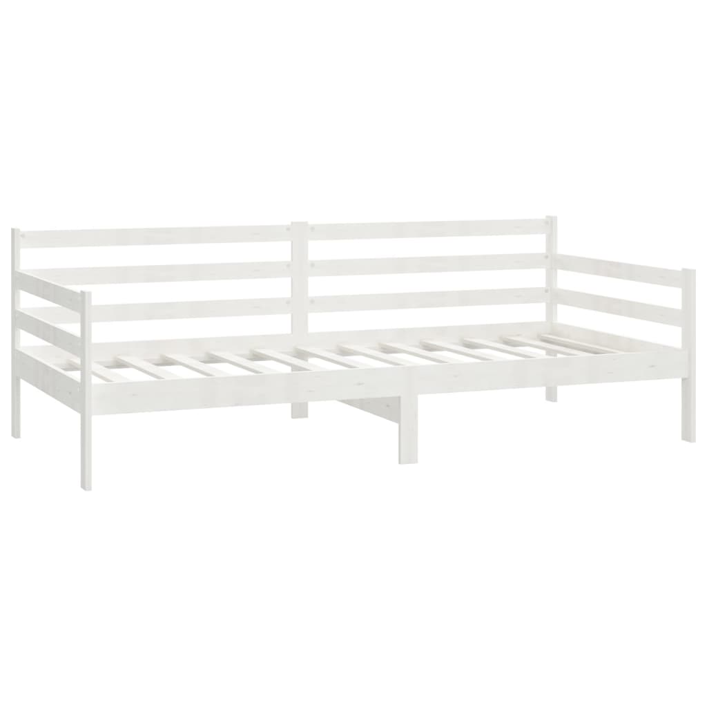 Dnevni ležaj s madracem 90 x 200 cm bijeli od masivne borovine