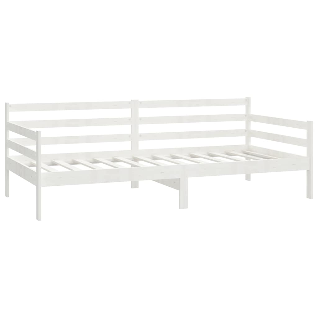 Dnevni ležaj s madracem 90 x 200 cm bijeli od masivne borovine