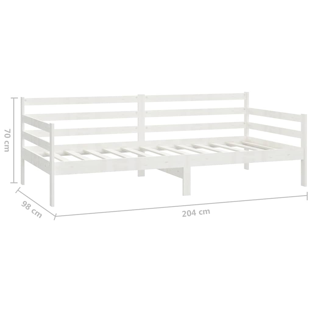 Dnevni ležaj s madracem 90 x 200 cm bijeli od masivne borovine