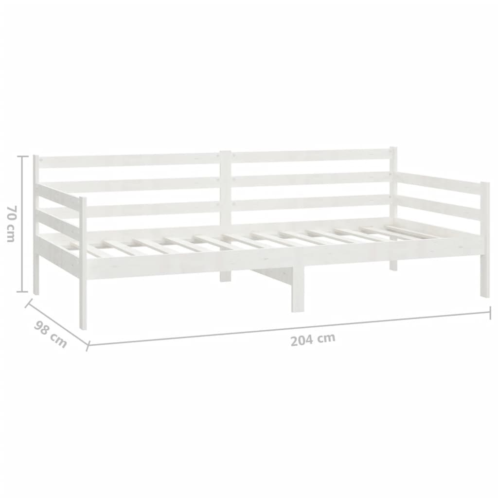 Dnevni ležaj s madracem 90 x 200 cm bijeli od masivne borovine