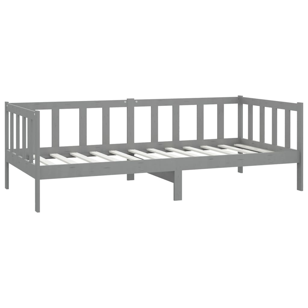 Dnevni ležaj s madracem 90 x 200 cm sivi od masivne borovine