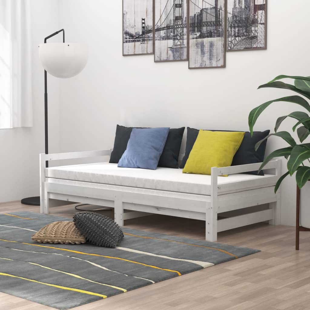 Dnevni ležaj na izvlačenje 2 x (90 x 200) cm bijeli od borovine