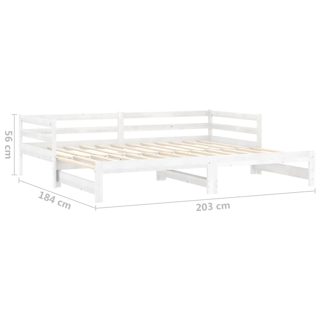 Dnevni ležaj na izvlačenje 2 x (90 x 200) cm bijeli od borovine