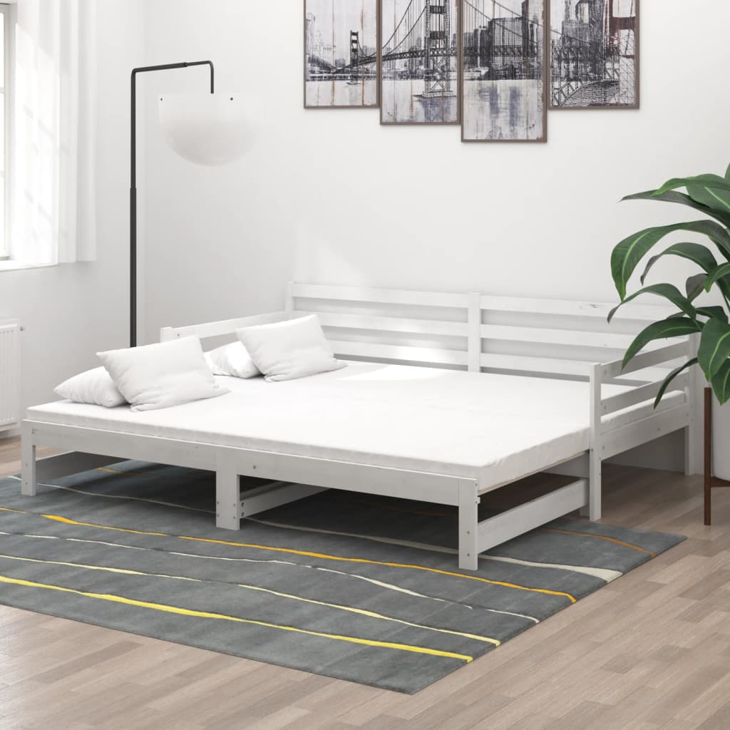 Dnevni ležaj na izvlačenje 2 x (90 x 200) cm bijeli od borovine