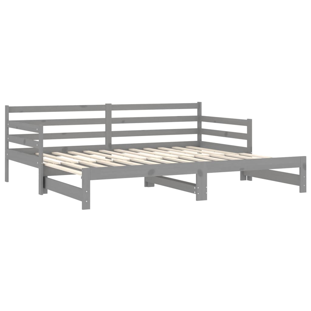 Dnevni ležaj na izvlačenje 2 x (90 x 200) cm sivi od borovine