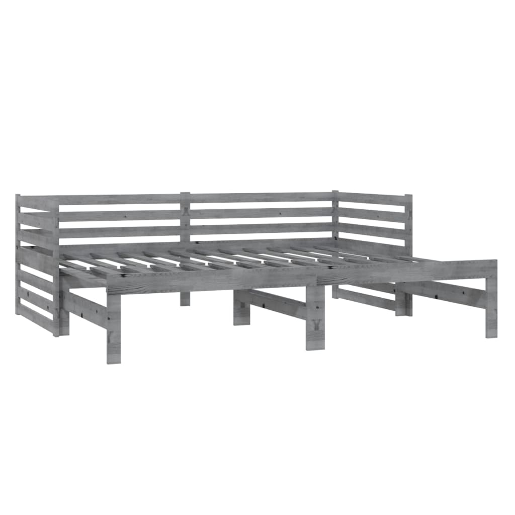 Dnevni ležaj na izvlačenje 2 x (90 x 200) cm sivi od borovine