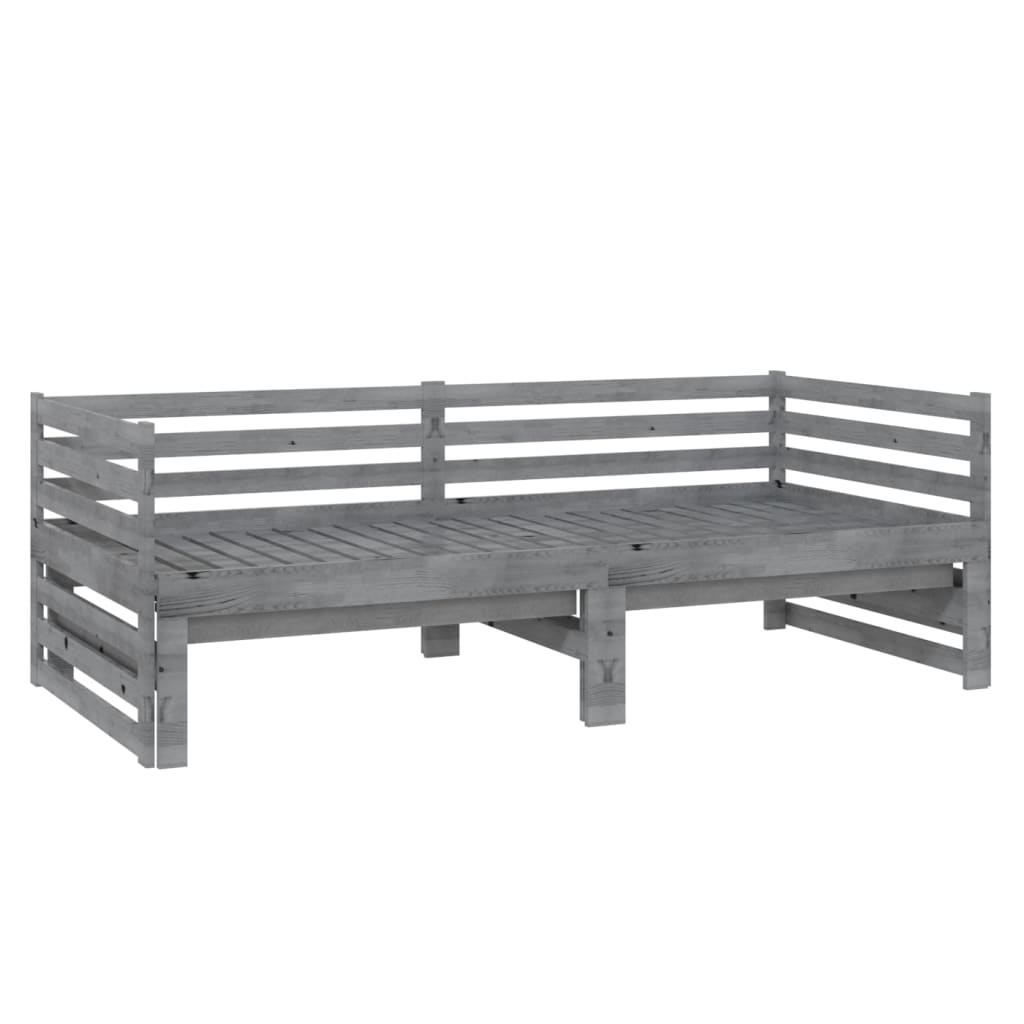 Dnevni ležaj na izvlačenje 2 x (90 x 200) cm sivi od borovine