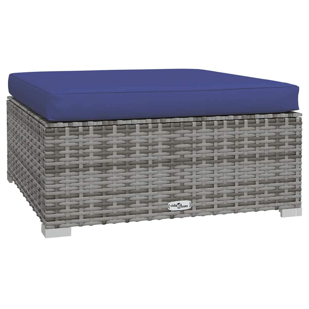 Vrtni tabure s jastukom sivi 70 x 70 x 30 cm od poliratana