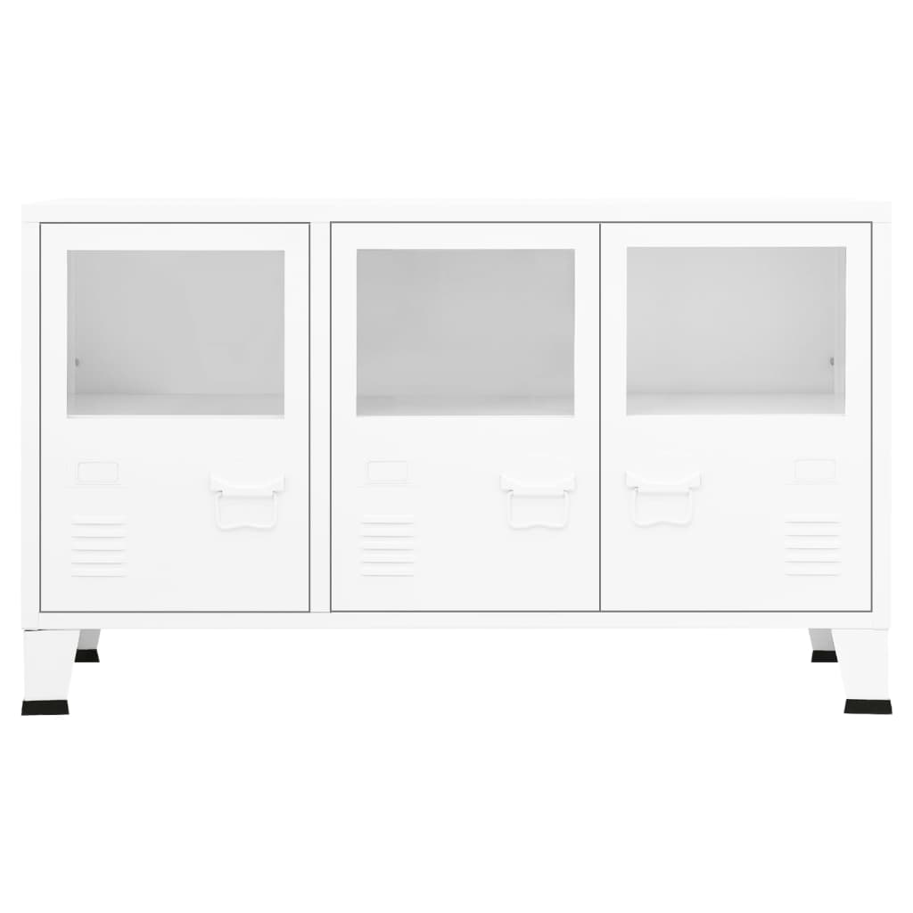 Komoda bijela 105 x 35 x 62 cm od metala i stakla