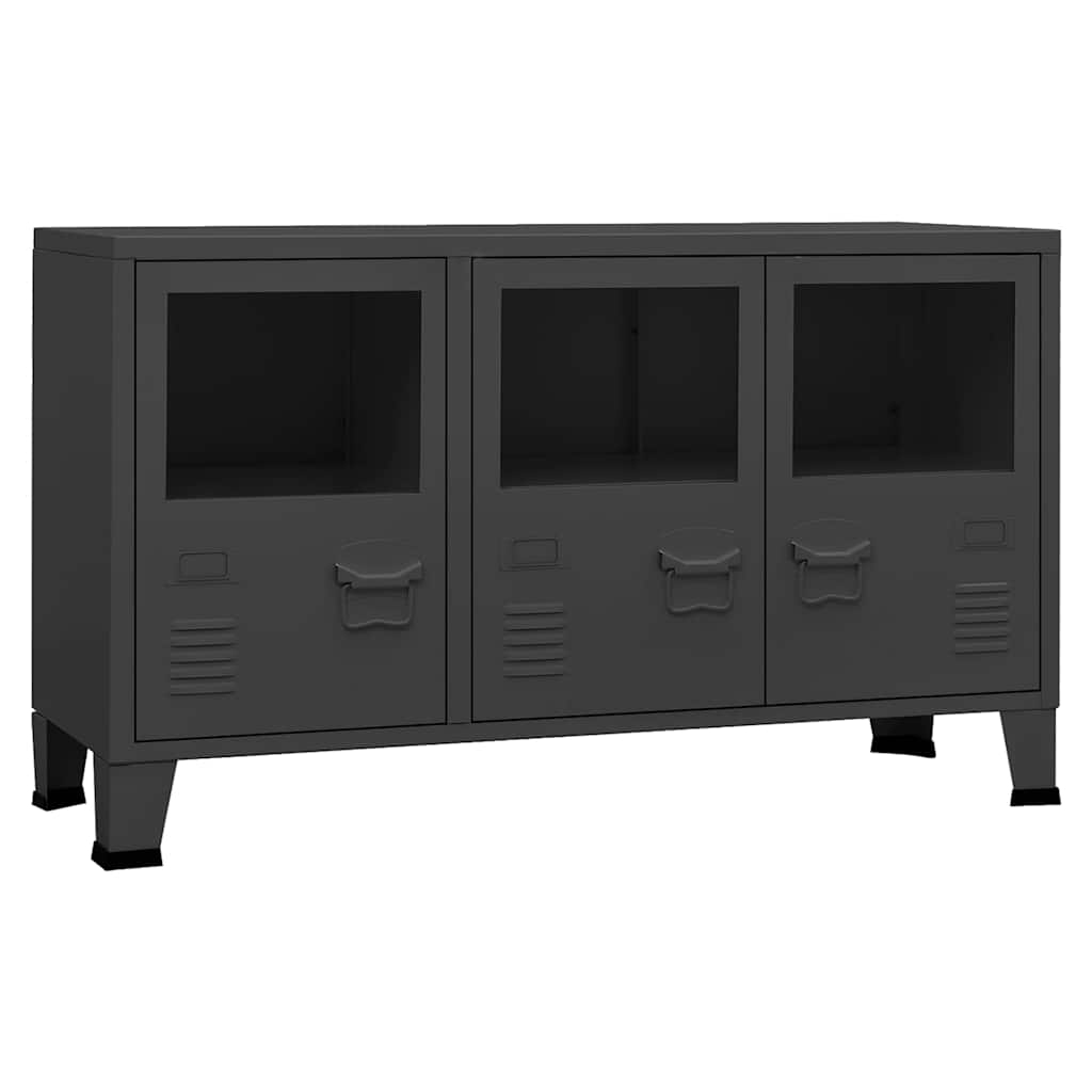Komoda antracit 105 x 35 x 62 cm od metala i stakla