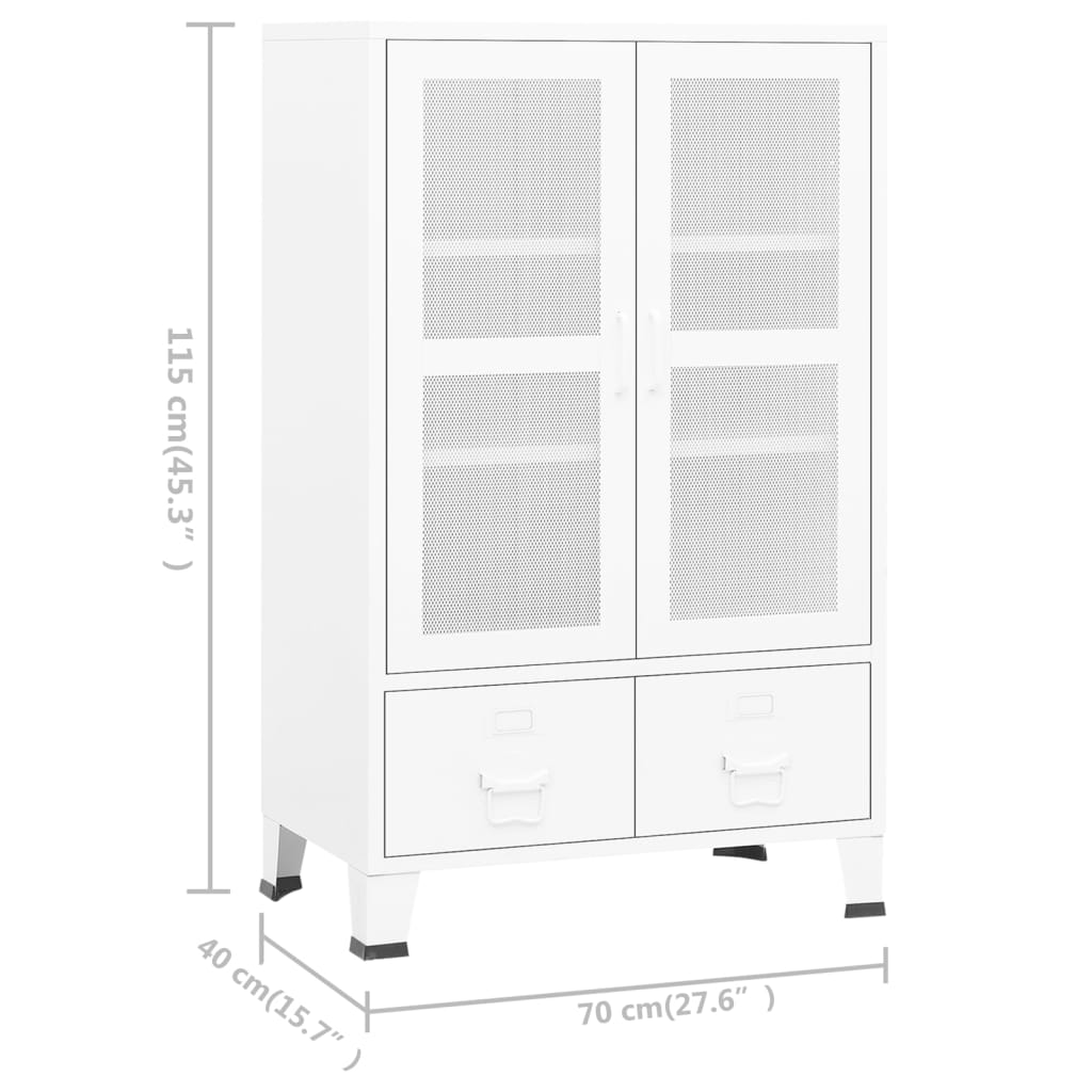 Industrijski sanduk za pohranu bijeli 70 x 40 x 115 cm metalni