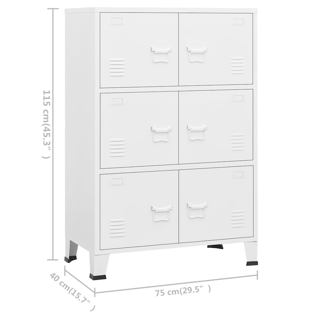 Industrijski sanduk za pohranu bijeli 75 x 40 x 115 cm metalni