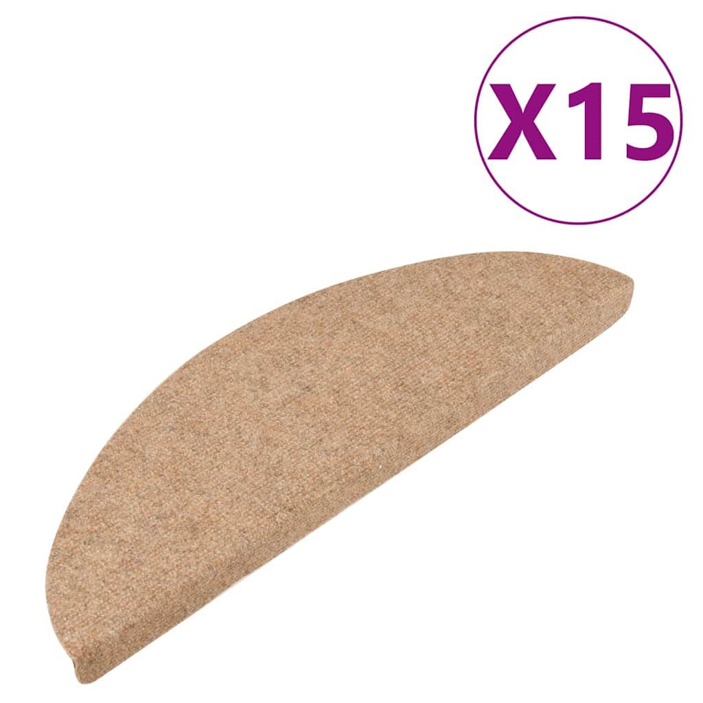 Samoljepljivi otirači za stepenice 15 kom 56x17x3 cm bež
