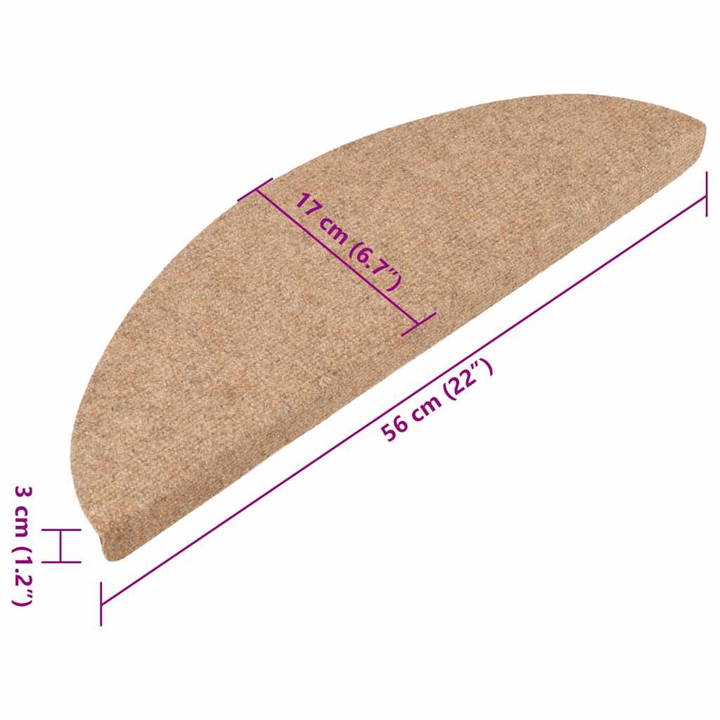 Samoljepljivi otirači za stepenice 15 kom 56x17x3 cm bež