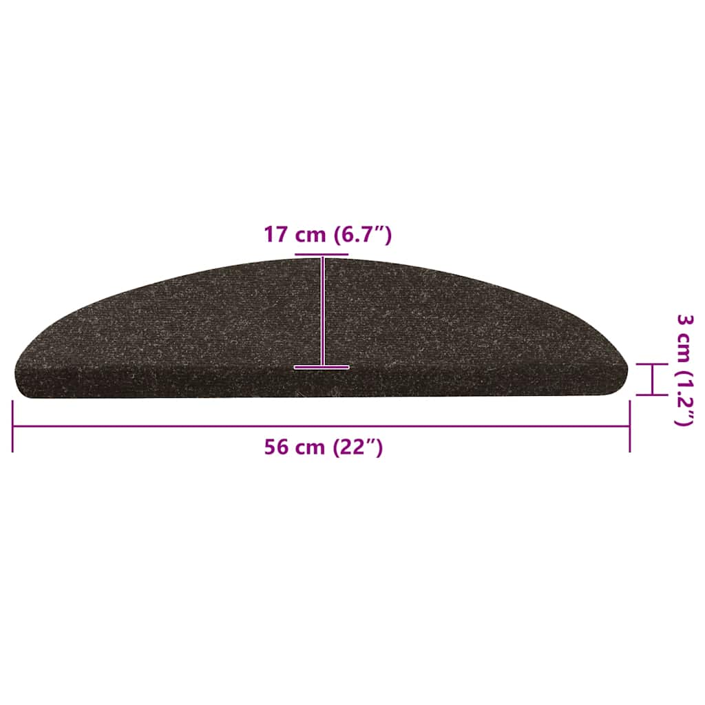 Samoljepljivi otirači za stepenice 15 kom 56x17x3 cm antracit