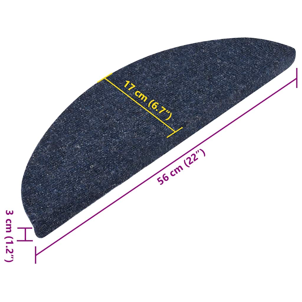 Samoljepljivi otirači za stepenice 15 kom 56x17x3 cm plavi
