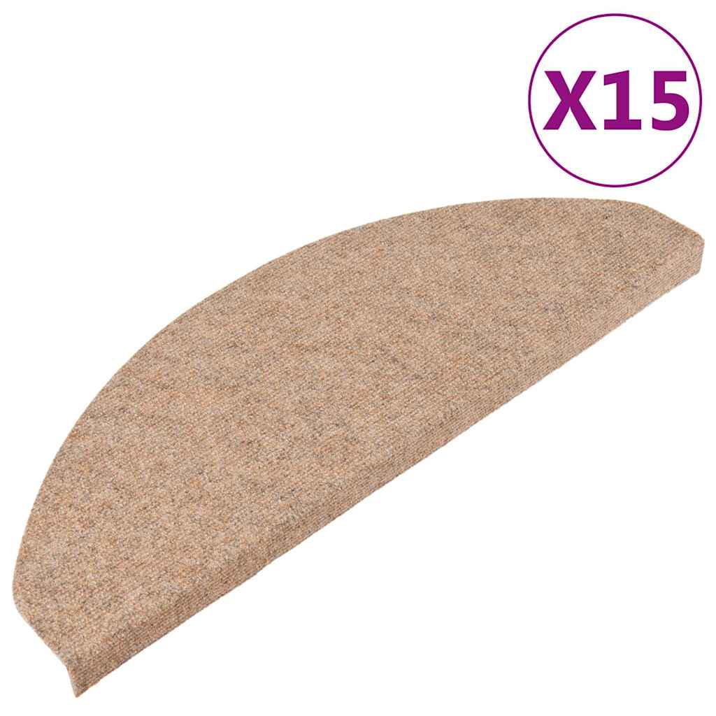 Samoljepljivi otirači za stepenice 15 kom 65x22,5x3,5 cm bež