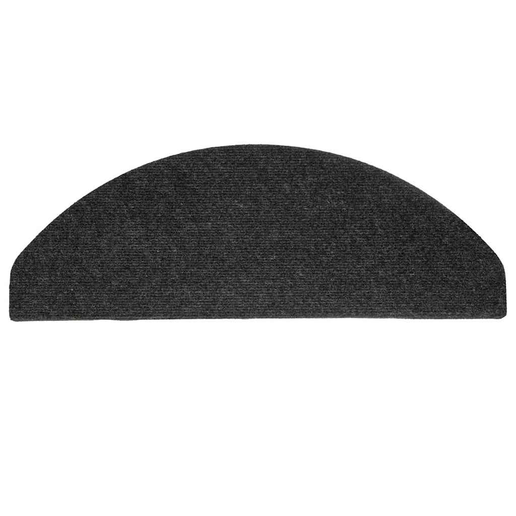 Samoljepljivi otirači za stepenice 15 kom 65x22,5x3,5 cm crni