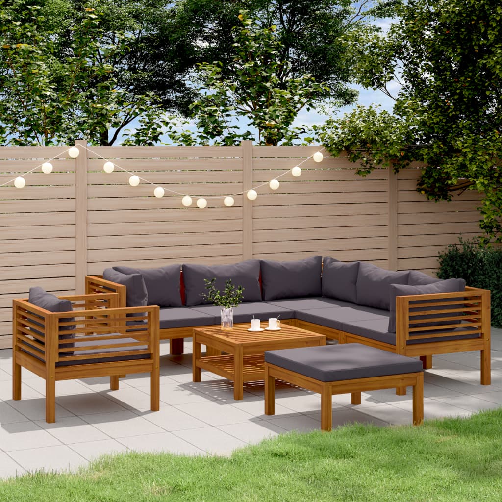 8-dijelna vrtna garnitura od masivnog drva bagrema s jastucima