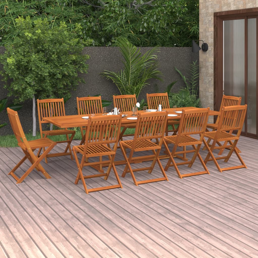 11-dijelni vrtni blagovaonski set 280x90x75 cm bagremovog drva