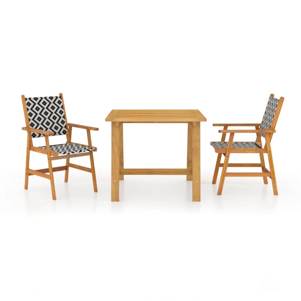 3-dijelni vrtni blagovaonski set od masivnog drva bagrema