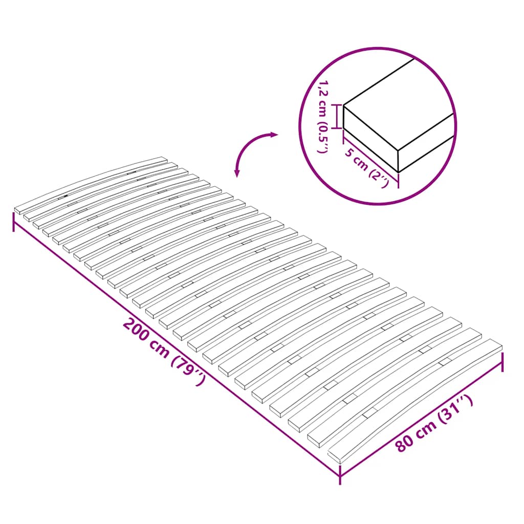Zamjenske letvice za krevet s 24 letvice 80x200 cm