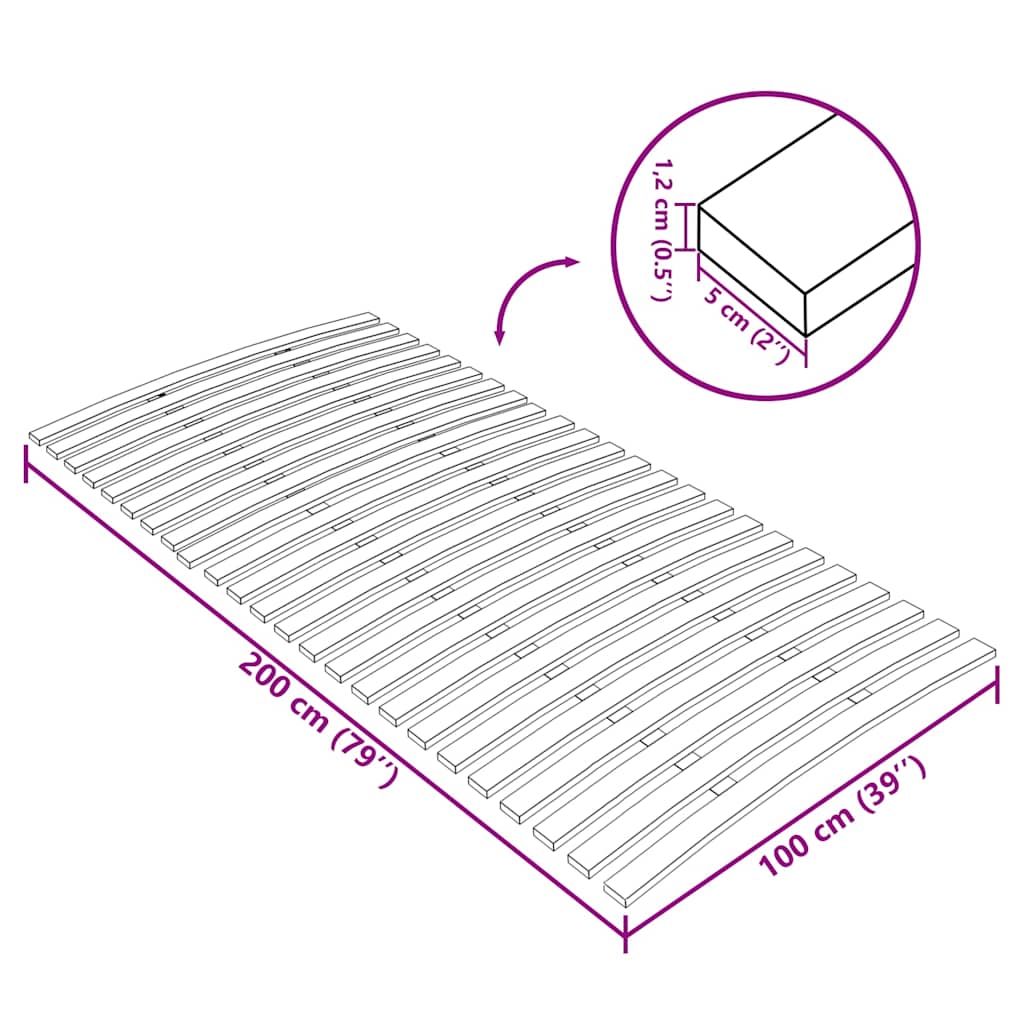Zamjenske letvice za krevet s 24 letvice 100x200 cm